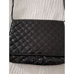 Vintage Black Patent Leather Crossbody Bag